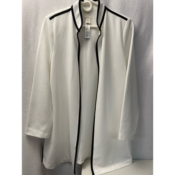 Chicos collection double lined luxury classic travels‎ jacket size 1 white black - Picture 1 of 3